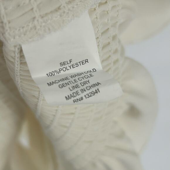 Amanda Uprichard Cream Midi Dress Size Small – Ruched & Ruffled - Picture 8 of 8